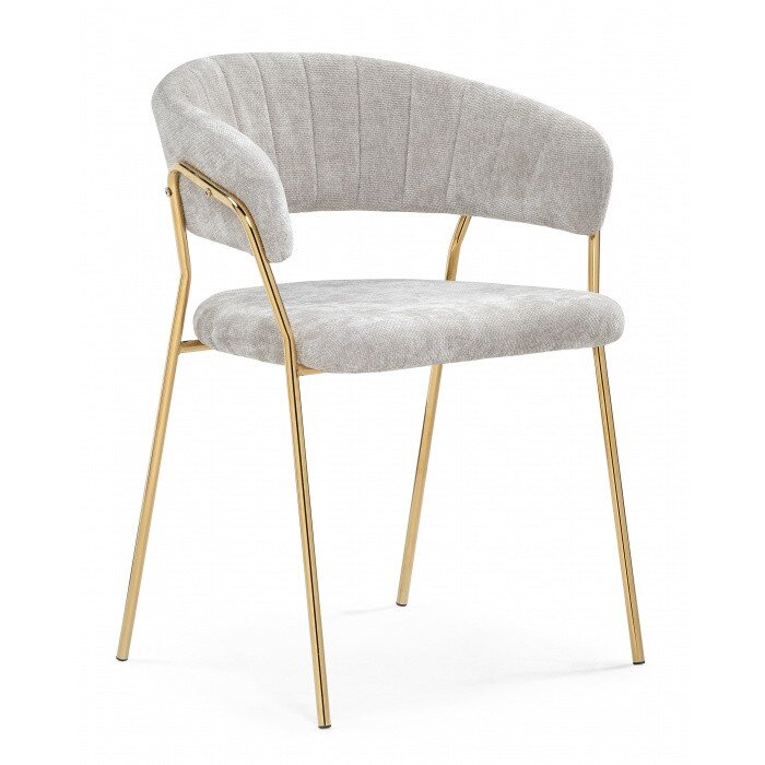 Стул на металлокаркасе Kamelia 1 light gray fabric / gold Стул на металлокаркасе Kamelia 1 light gray fabric / gold